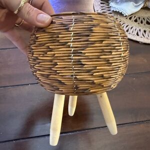 Woven Brown Decorative Accent Stool